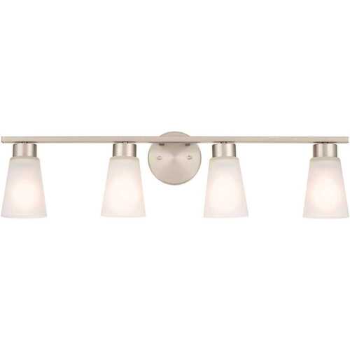 KICHLER LIGHTING 55122NI Vanity Light With Satin Etched Glass Shades And Brushed NICKEL Finish