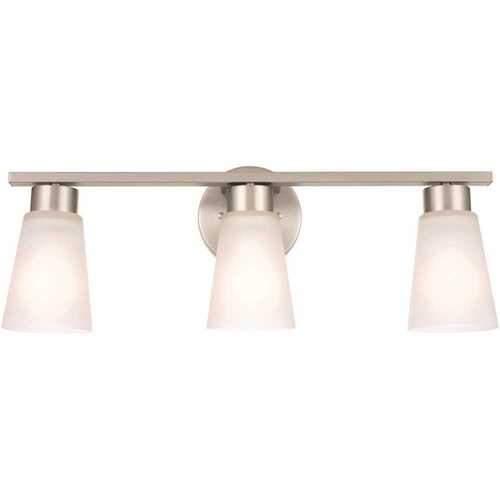 KICHLER LIGHTING 55121NI Brushed NICKEL 3 Light With Satin Etched Glass Shades