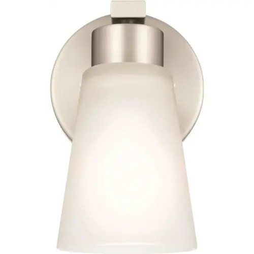 Brushed NICKEL Light Wall Sconce With Satin Etched Glass Shades