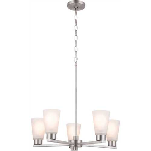 KICHLER LIGHTING 52436NI Chandelier Satin Etched Glass Shades And Brushed NICKEL Finish