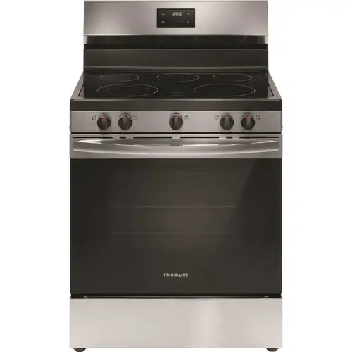 30-in Glass Top 5 Burners 5.3-cu ft Freestanding Electric Range (Stainless Steel)