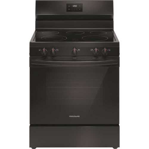 Frigidaire FCRE3052BW 30-in Glass Top 5 Elements 5.3-cu ft Freestanding Electric Range (Black)