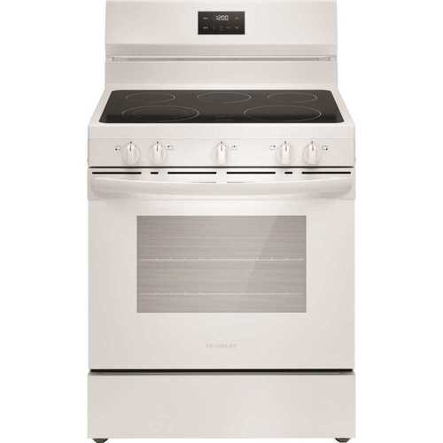 Frigidaire FCRE3052BB 30-in Glass Top 5 Burners 5.3-cu ft Freestanding Electric Range (White)