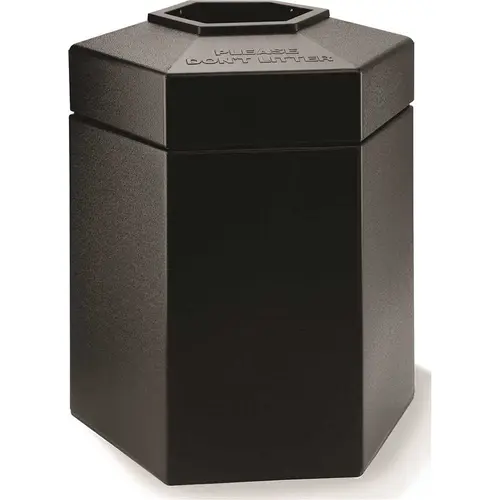 45 Gallon Polytec Hexagon Black Trash Can