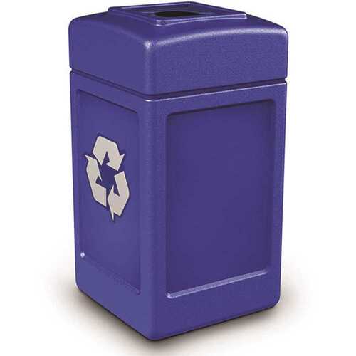Recycling 42-Gal Square Mixed Recycling Lid Blue