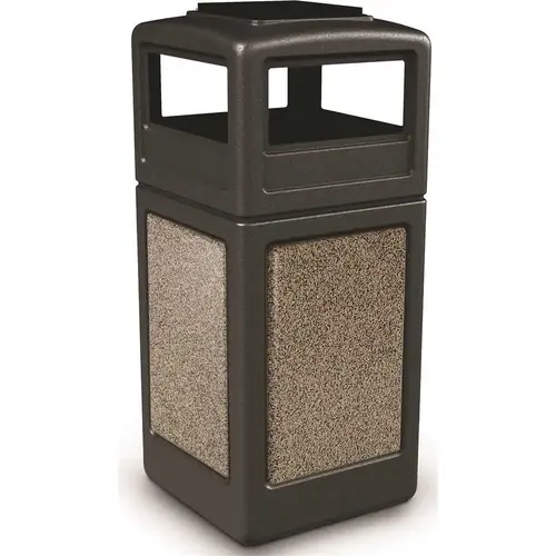 COMMERCIAL ZONE 72055299 42 Gallon Trash Receptacle, Ashtray, Riverstone Panels