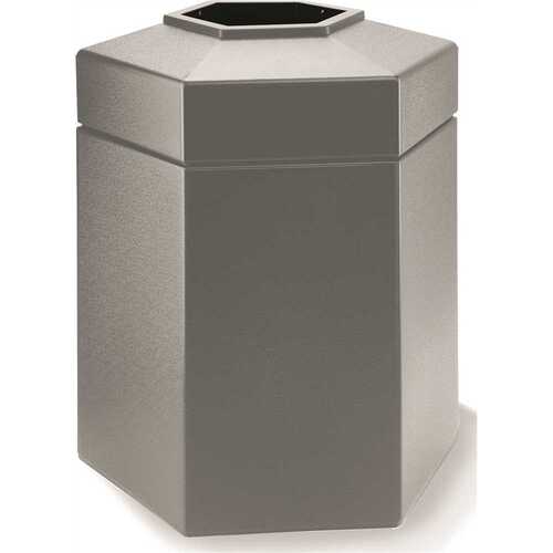 COMMERCIAL ZONE 737203 Hex Trash Receptacle, Gray, 45 Gallon