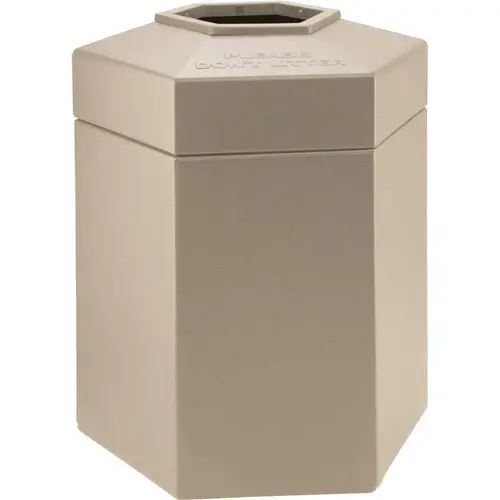 COMMERCIAL ZONE 737202 45 Gallon Polytec Hexagon Beige Trash Can