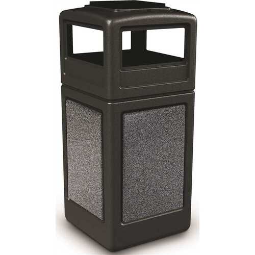 42 Gallon Stonetec Black,pepperstone Paneled Trash Can