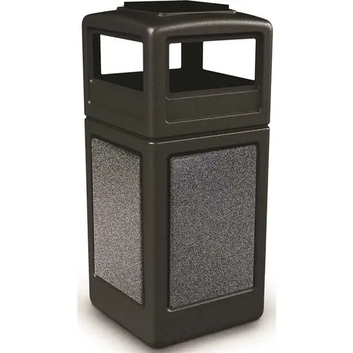 COMMERCIAL ZONE 72051399 42 Gallon Stonetec Black,pepperstone Paneled Trash Can