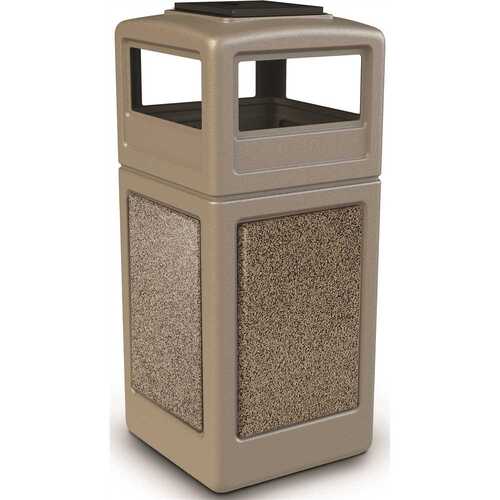 COMMERCIAL ZONE 72051599 42 Gallon Stonetec Beige Riverstone Paneled Trash Can