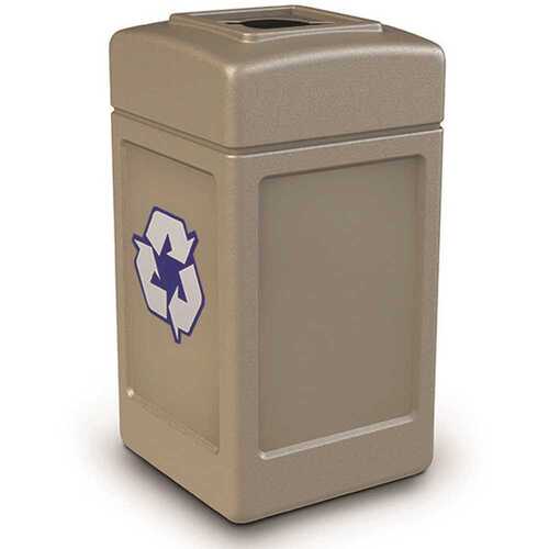 Recycling 42-Gal Square Mixed Recycling Lid Beige