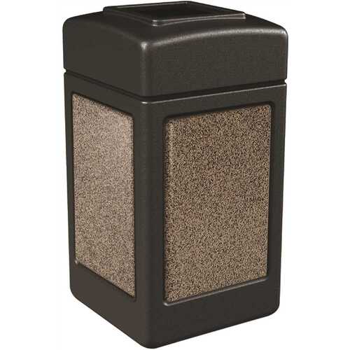 42 Gallon Black Waste Container With Riverstone Panels