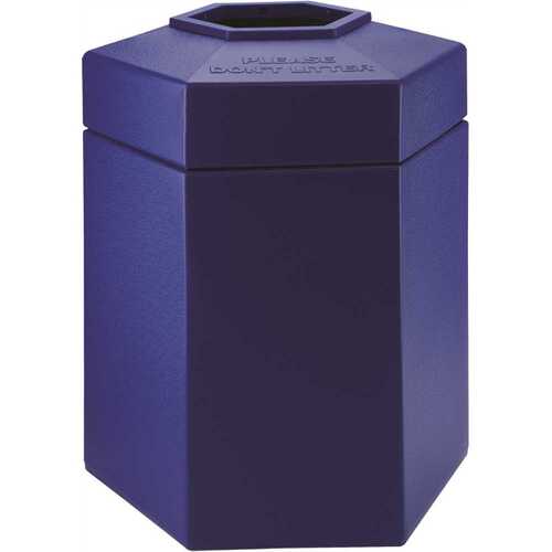 COMMERCIAL ZONE 737204 Trash 45-Gal Hex Open-Top Lid Blue