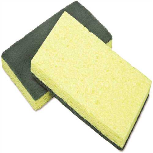 Cellulose Scrbbr Spnge 3.25x6.25x0.75" Yellow/green