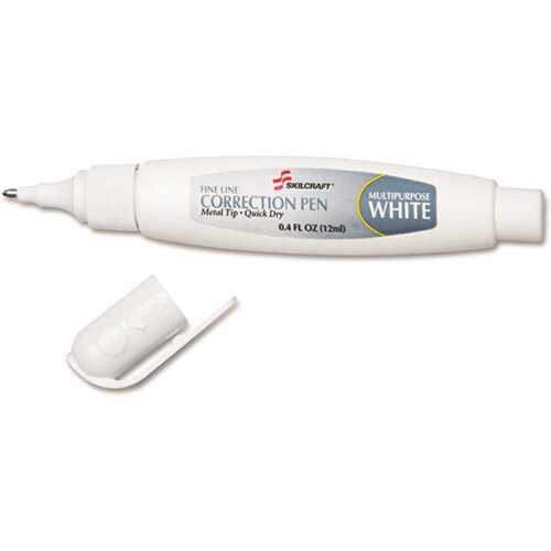 Correction Fluid Pen, 0.4 Oz, White