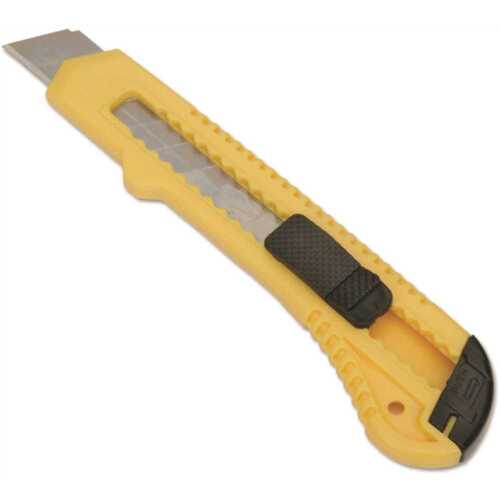 Snap-Off Utility Knife W/cushion Grip Handle, 18mm, Yellow/black