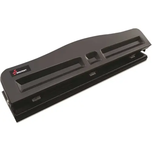 Lt-Duty 3-Hole Punch, 9/32 Holes, 8 Sheet, Black