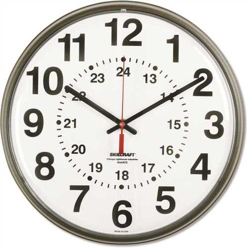 SKILCRAFT NSN4919814 Atomic Slimline Wall Clock, 12.75 Overall Diameter, Black Case, 1 AA