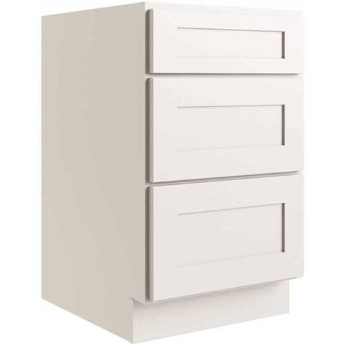 Luxor 36" 3-Drawer Base Cabinet, 5-Pc Drawer, Shaker White