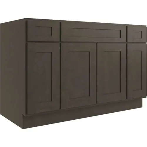 Luxor 54" 4-Door Sink Base Cabinet, Shaker Smoky Grey