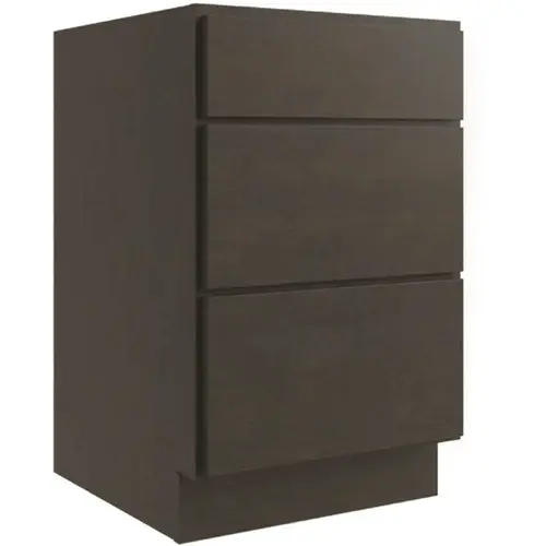 Luxor 18" 3-Drawer Base Cabinet, ADA Height, Shaker Smoky Grey