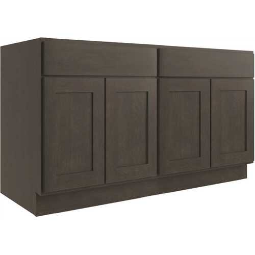 Luxor 4-Door Base Cabinet, 2 Pull Out, 48"w, Shaker Smoky Grey