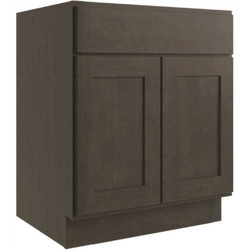 Luxor 2-Door Base Cabinet, 1 Pull Out, 27"w, Shaker Smoky Grey