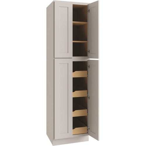 Luxor Utility Cabinet, 4 Pull Out, 24"w X 84"h, Shaker White