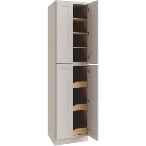 Luxor Utility Cabinet, 3 Pull Out, 24"w X 96"h, Shaker White