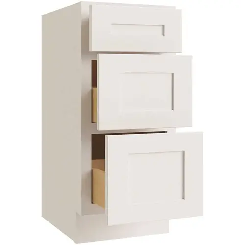 Luxor 3-Drawer Vanity Base Cabinet, Ada, 5-Pc, 12"w, Shaker White