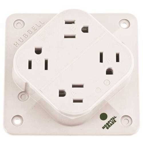 HUBBELL WIRING HBL420HW 20 Amp 125-Volt 5-20R 4-Plex Hospital Grade Receptacle, White