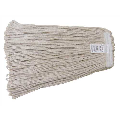 24 oz. 4-Ply 1 in. String Mop Headband Natural Cotton Cut End Mop Head OFF WHITE