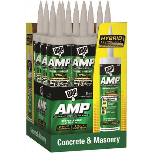 Amp Self -Leveling Concrete And Masonry Sealant, Gray, 9 Oz - pack of 12