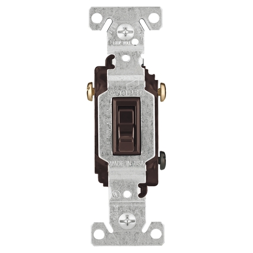 Eaton 1303B Toggle Switch, 15 A, 120 V, Polycarbonate Housing Material, Brown