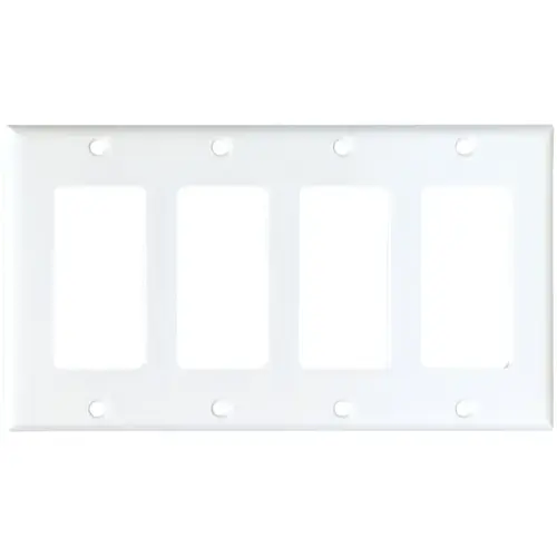 Eaton 2164W-BOX Wallplate, 4-1/2 in L, 8.19 in W, 4 -Gang, Thermoset, White, High-Gloss