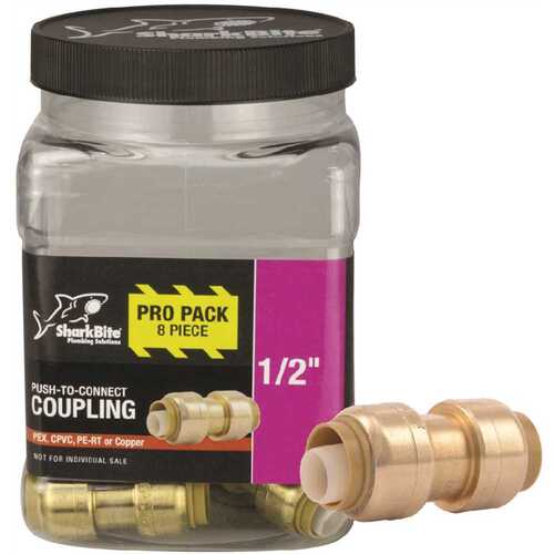 SharkBite 1/2 in. Push-to-Connect Brass Coupling Fitting - pack of 8