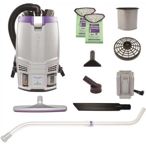 ProTeam 107782 Gofit 6 Cordless Com Backpack Vacuum W/xover Telescoping Wand Kit