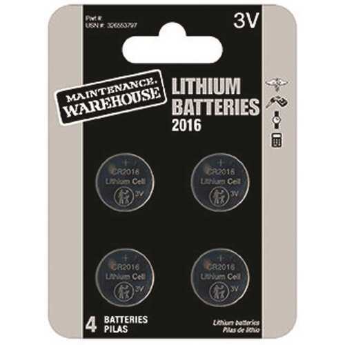 MAINTENANCE WAREHOUSE L2016-4 Cr2016 Button Cell Lithium Battery