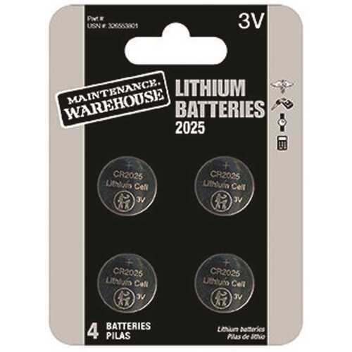MAINTENANCE WAREHOUSE L2025-4 Cr2025 Button Cell Lithium Battery