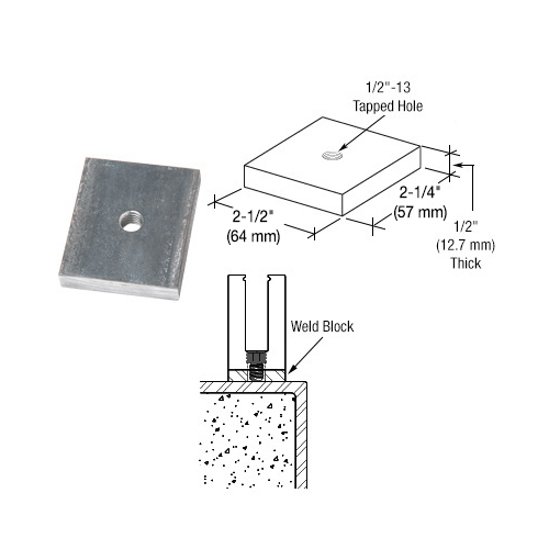 CRL BSWB12 1/2" Steel Weld Blocks for 8B, B5A, B5L, B5S, and B5T, Series Heavy Aluminum Base Shoe - Pk/10