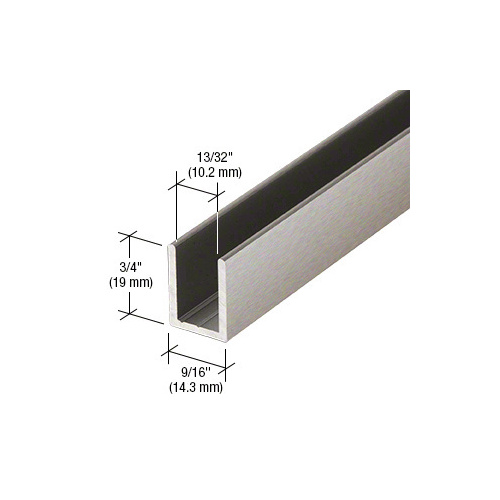 CRL SDCD3812BN Brushed Nickel Frameless Shower Door Aluminum Deep U-Channel for 3/8" Thick Glass - 144" Length