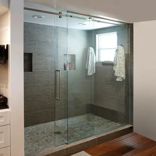 Brushed Stainless Senior Deluxe Serenity Sliding Shower Door System