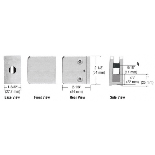 Satin Chrome Z-Series Large Square Clamp for 3/8" Glass