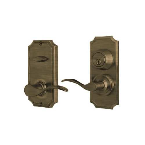 Weslock L1501UAUASL2D Unigard Left Hand Bordeau Interconnected Entry with 2-3/8" Latch and Round Corner Strikes Antique Brass Finish