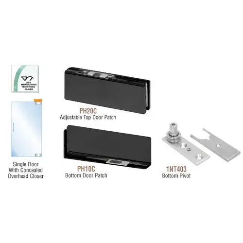 Matte Black North American Patch Door Kit for Use with Overhead Door Closer - Without Lock