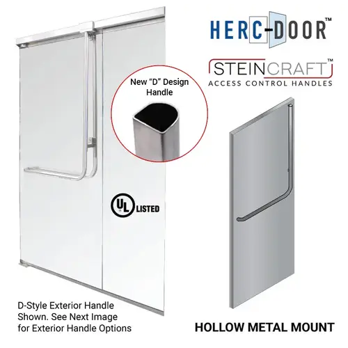 "D" Shape Panic Exit Device 'FS' Exterior Short Height Handle Top Metal Door Mount - Exterior Keyed Access - Oil Rubbed Bronze