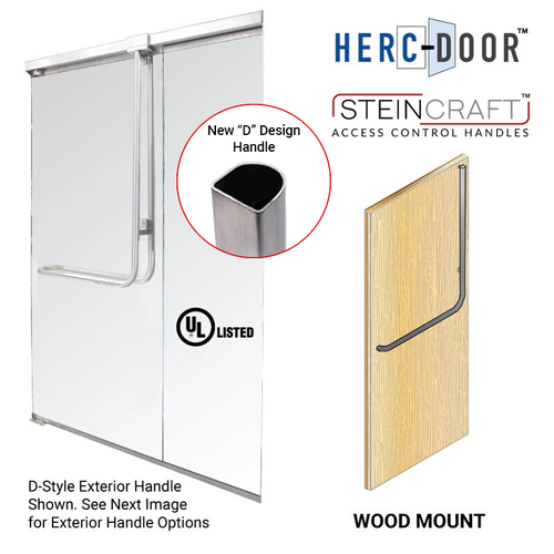 "D" Shape Panic Exit Device 'FS' Exterior Short Height Handle Top Wood Door Mount - Exterior Retainer Plate - Polished Brass