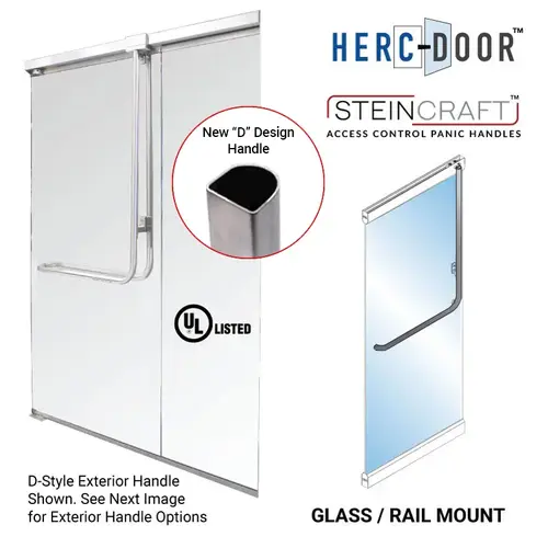 "D" Shape Panic Exit Device 'FS' Exterior Short Height Handle Top Rail Mount - Exterior Retainer Plate - Oil Rubbed Bronze