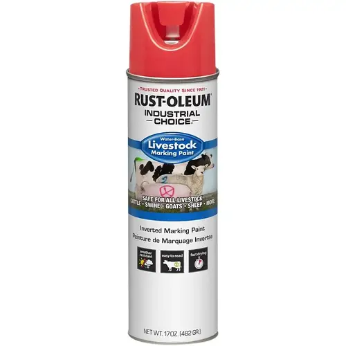 Rust-Oleum 383005 Industrial Choice 17 Oz. Fluorescent Red Livestock Marking Paint